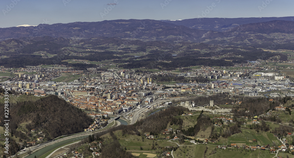 Panoramic view of town Celje, Slovenia