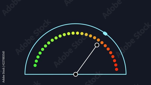 Moving high tec speedometer. Abstract animation