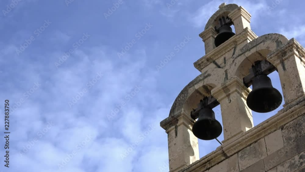 4K. Zoom in, three bells on church tower in Dubrovnik Old Town, Croatia. Dubrovnik is known as one of the world’s finest and most perfectly preserved medieval cities in the world-Adrian 4K. Zoom in, three bells on church tower in Dubrovnik Old Town, Croatia. Dubrovnik is known as one of the world’s finest and most perfectly preserved medieval cities in the world-Adrian