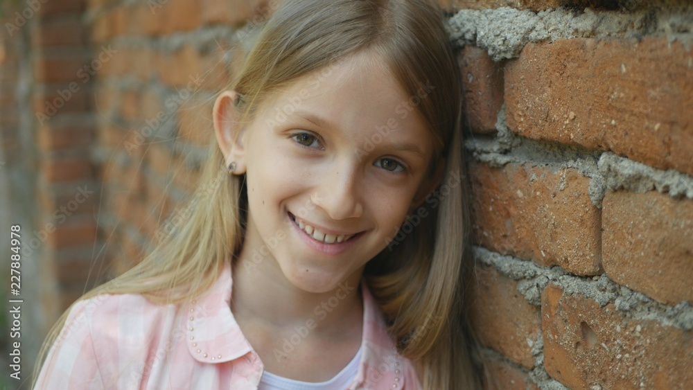 Child Smiling Looking at Camera, Kid Laughing, Happy Expression School Girl Face Child Smiling Looking at Camera, Kid Laughing, Happy Expression School Girl Face