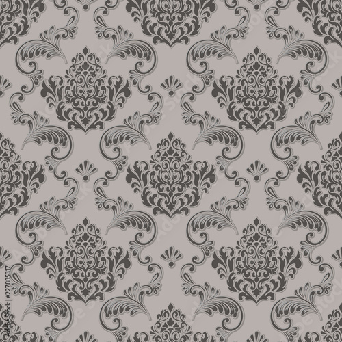 Vector damask seamless pattern background. Classical luxury old fashioned damask ornament  royal victorian seamless texture for wallpapers  textile  wrapping. Exquisite floral baroque template.