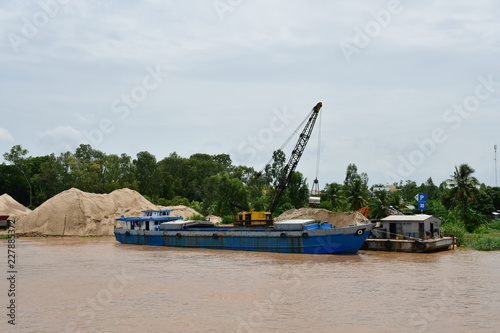 Chau Doc; Socialist Republic of Vietnam - august 19 2018 : boat