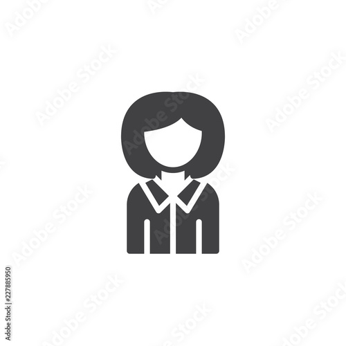 Woman guide vector icon. filled flat sign for mobile concept and web design. Museum Guide simple solid icon. Symbol, logo illustration. Pixel perfect vector graphics