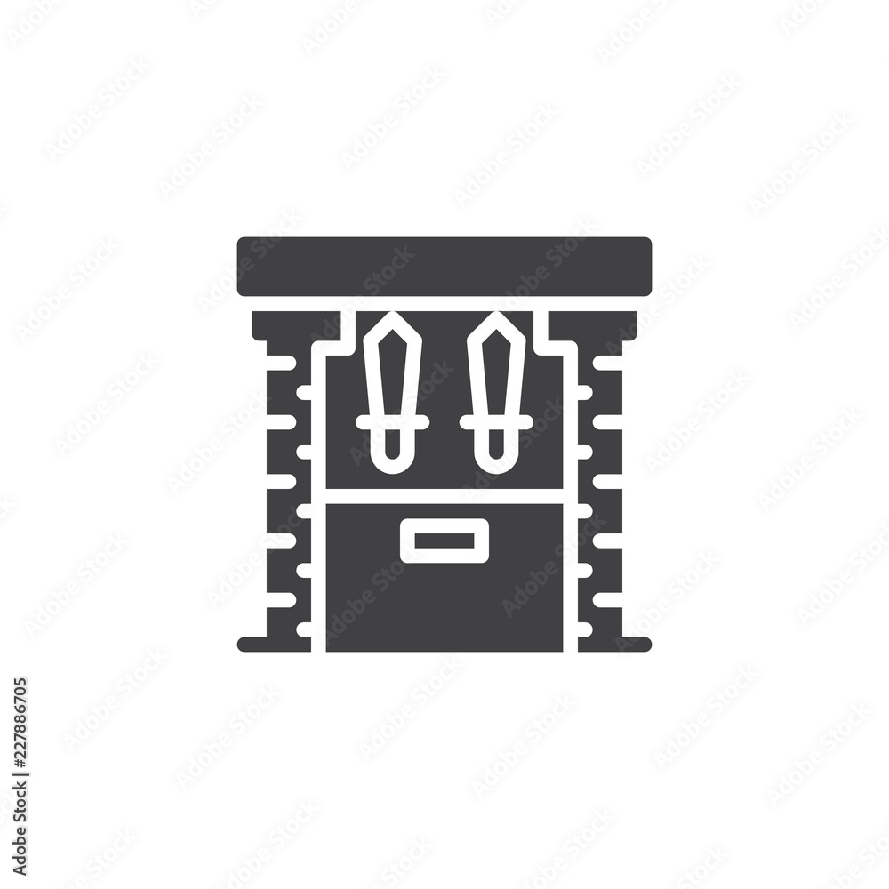 Swords in glass showcase at museum vector icon. filled flat sign for mobile concept and web design. simple solid icon. Symbol, logo illustration. Pixel perfect vector graphics Swords in glass showcase at museum vector icon. filled flat sign for mobile concept and web design. simple solid icon. Symbol, logo illustration. Pixel perfect vector graphics