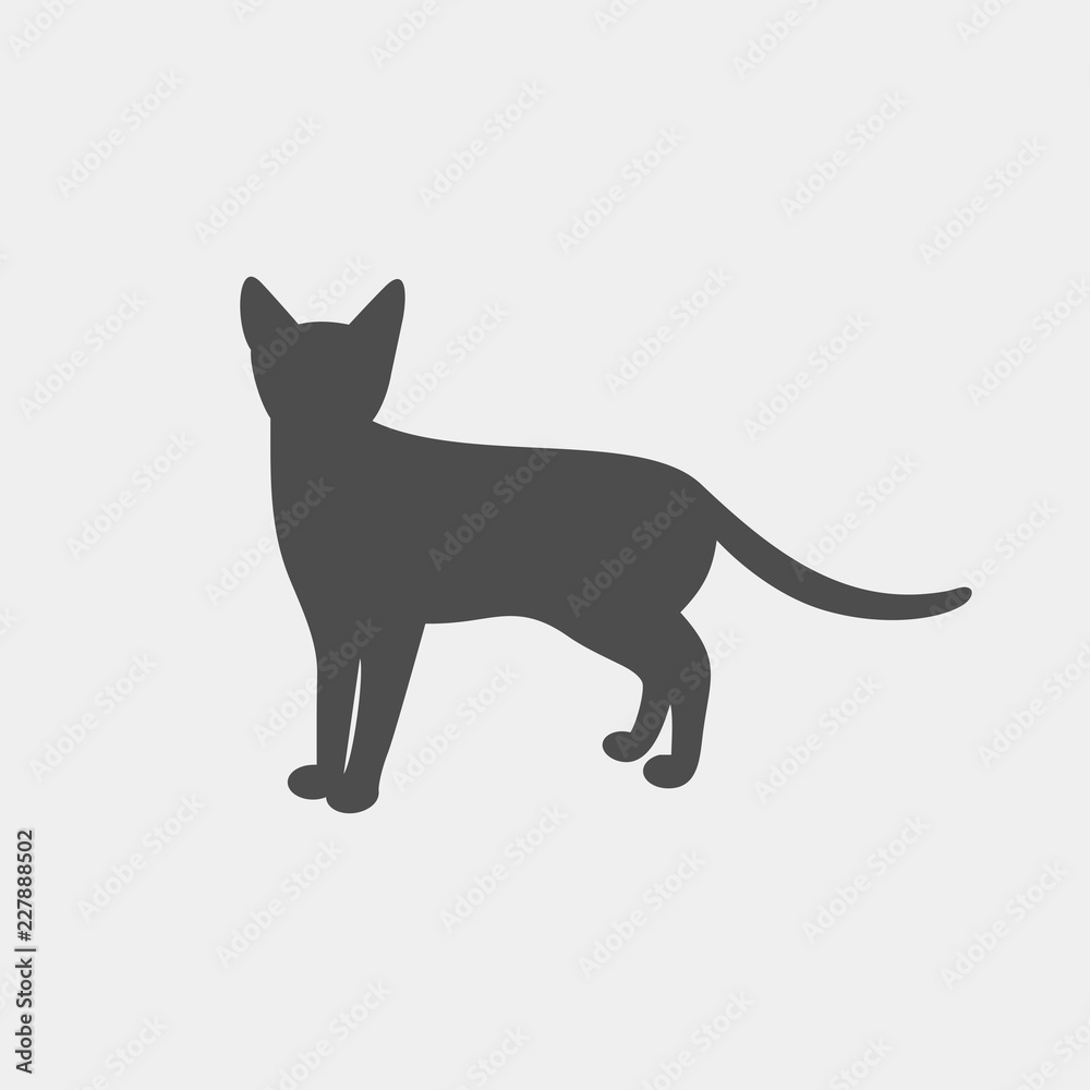 Cat vector silhouette. Farm animal silhouette