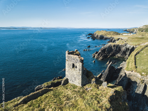 Castle in island above the sea in Ireland