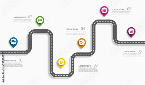 Navigation roadmap infographic timeline concept with place for your data. Vector illustration.