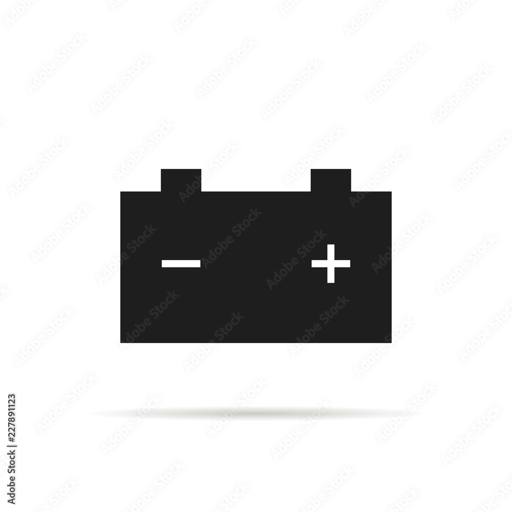 Car battery icon with shadow