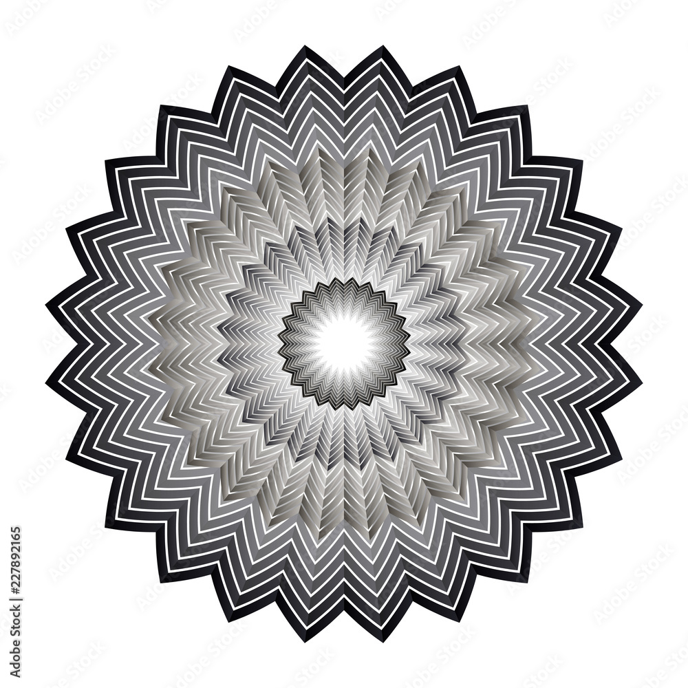 graphic burst flower in silver shades on white graphic burst flower in silver shades on white