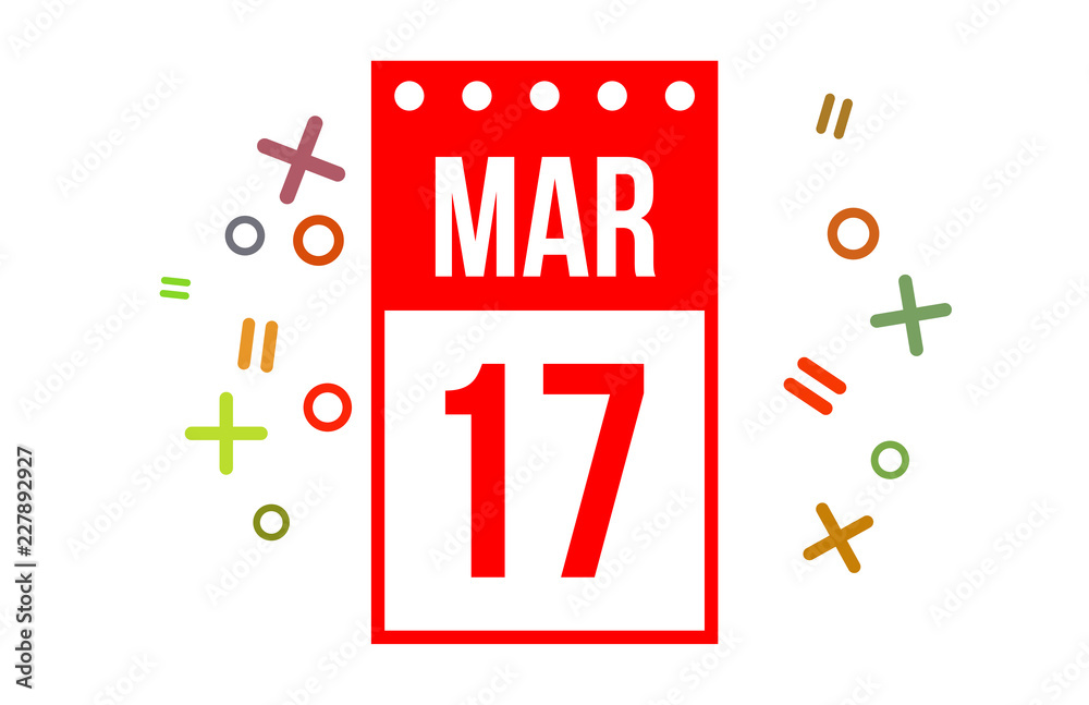 17 March Red Calendar Number 
