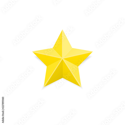 Golden rating star. Yellow first place achieve sign.