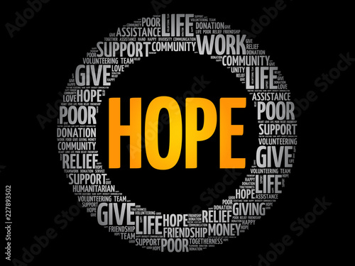 HOPE word cloud collage, social concept background