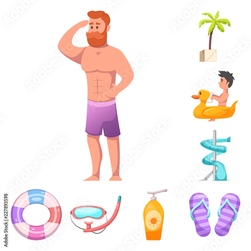 Isolated object of pool and swimming logo. Collection of pool and activity stock vector illustration.