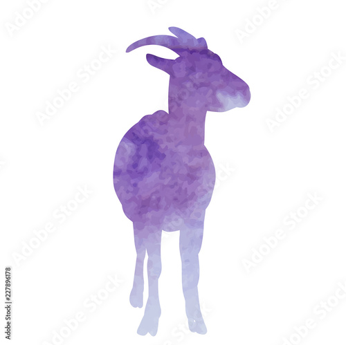 icon, white background, watercolor silhouette of a goat