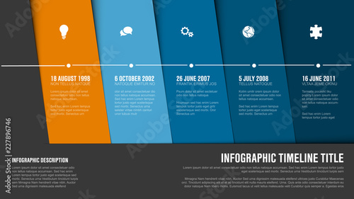 Timeline template with blue diagonal blocks