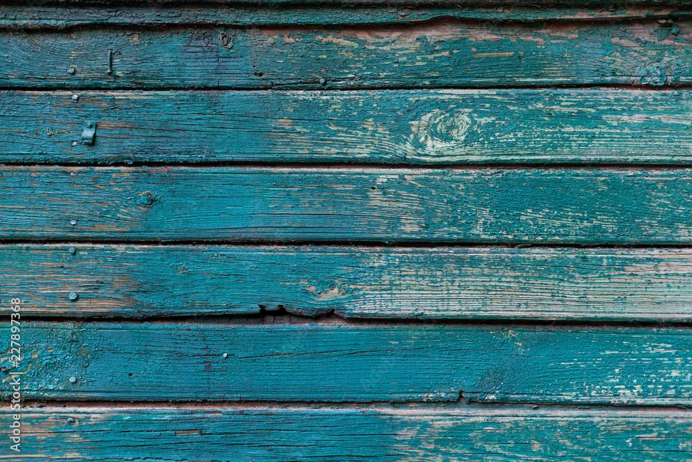 Background of wooden boards of green color