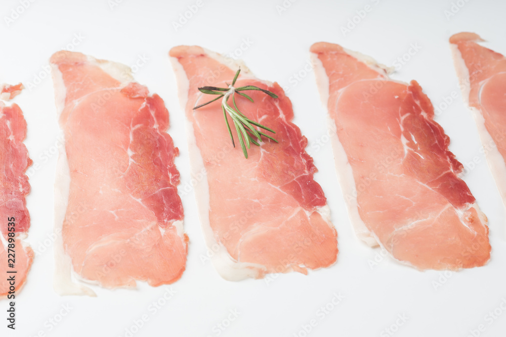 Fresh Sliced Pork Bacon isolated on white background Fresh Sliced Pork Bacon isolated on white background