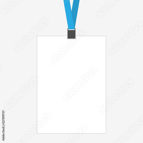 Blank vertical identification card. Realistic template nametag. Mockup cover Identity Card.