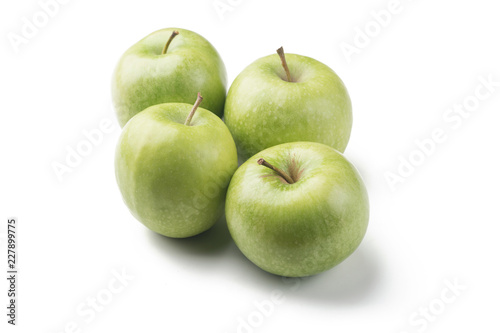 Group of Green apples, isolated on white background
