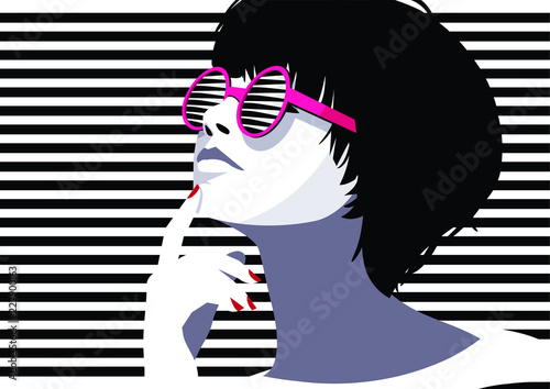 Fashion woman in style pop art. Vector illustration