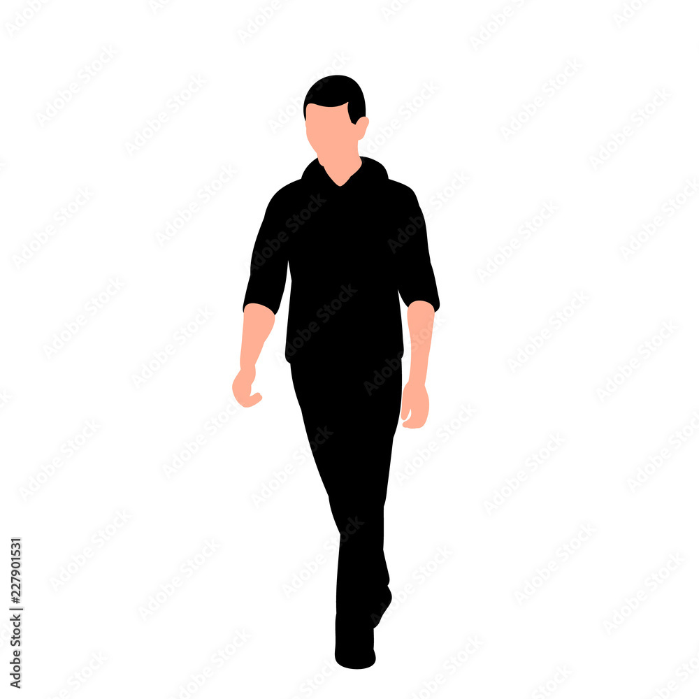 black silhouette man is walking