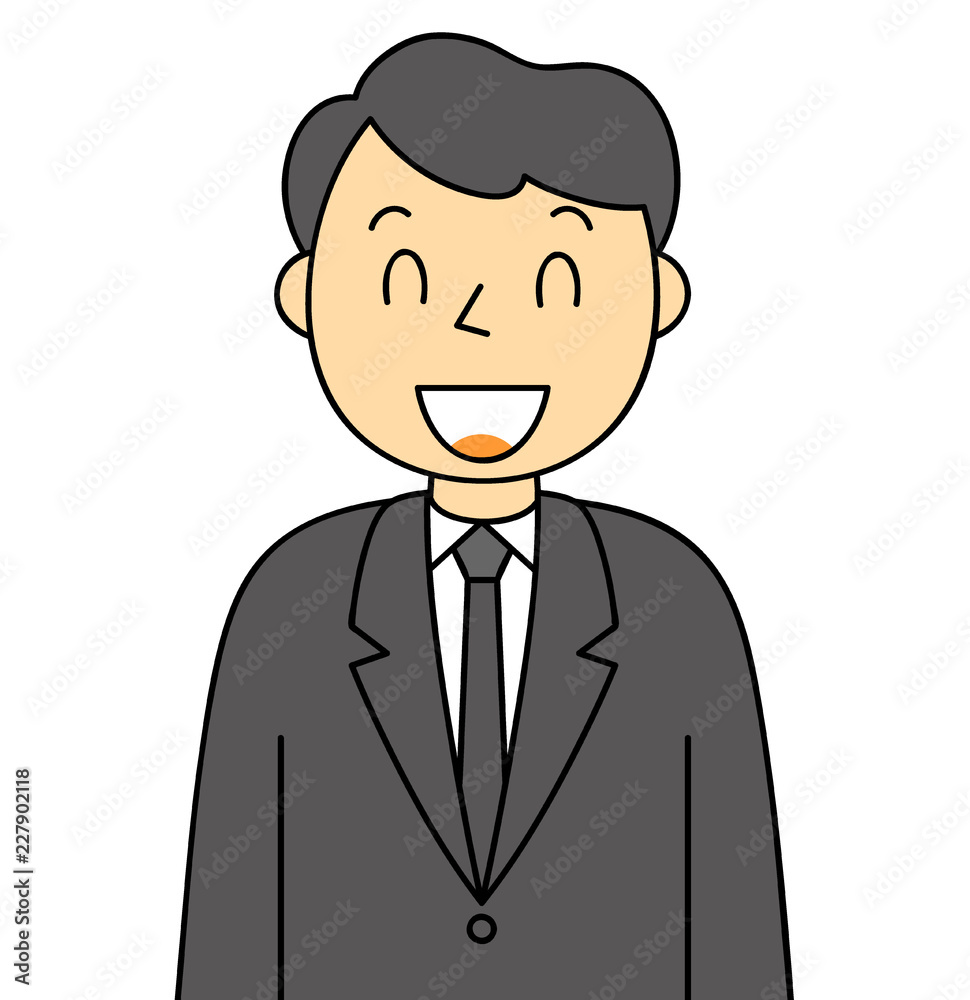 人物 黒いスーツの男性 笑顔 喪服 礼服 