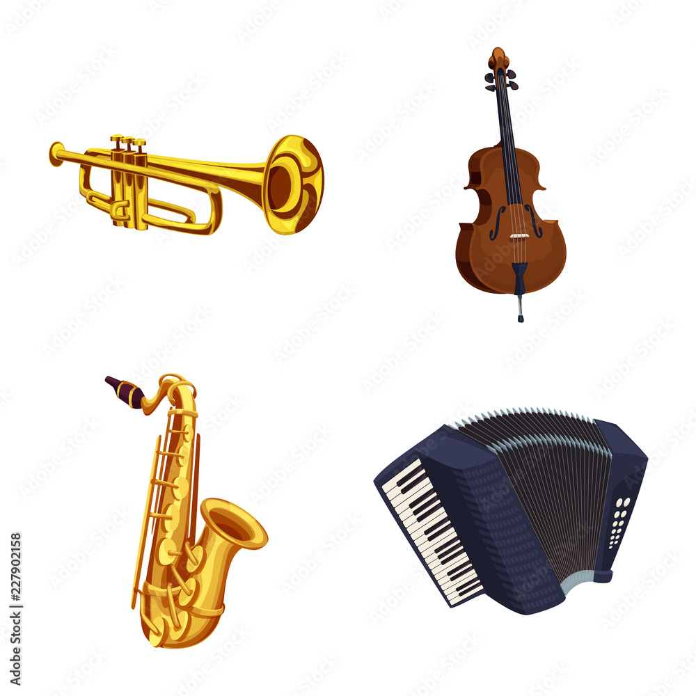 Naklejka premium Vector illustration of music and tune symbol. Set of music and tool vector icon for stock.