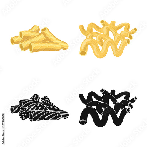 Vector design of pasta and carbohydrate sign. Collection of pasta and macaroni vector icon for stock.