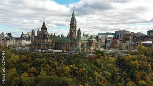 A view of the downtown core of Ottawa Canada and the government buildings like parliament and the supreme court photo