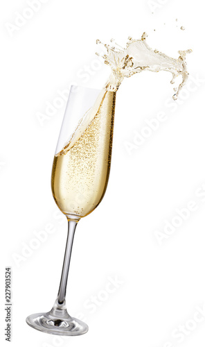 glass of champagne with splash