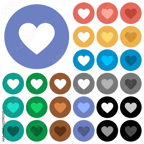 Heart card symbol round flat multi colored icons