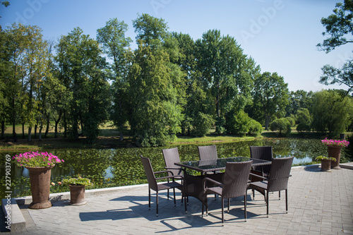 Venue for relax - beautiful landscape with a pond.