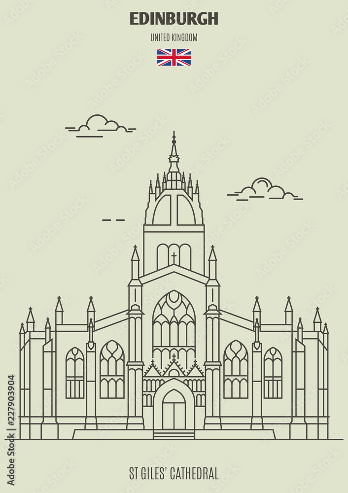 St Giles' Cathedral in Edinburgh, UK. Landmark icon