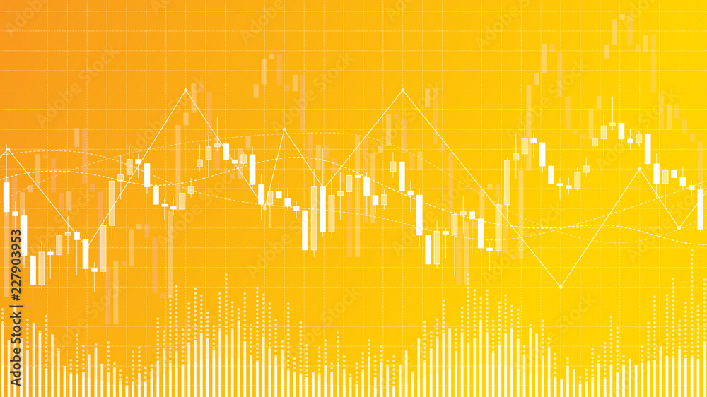 Forex trading candlestick chart vector illustration on yellow ...