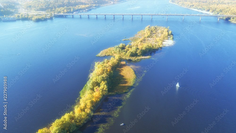 Arial View of river in autumn