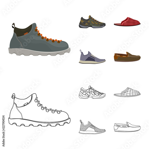 Isolated object of shoe and footwear logo. Set of shoe and foot vector icon for stock.