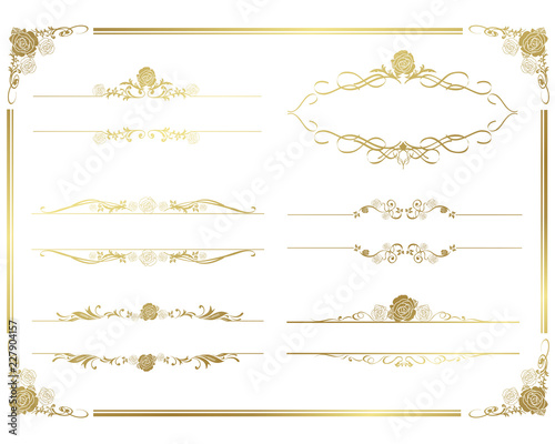decorative gold frame set Vector