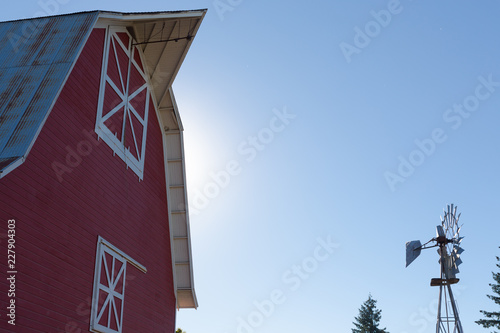 Red Barn and Old Windmill