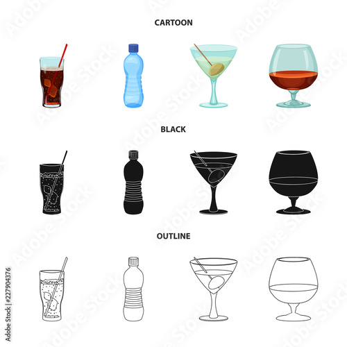 Vector design of drink and bar symbol. Collection of drink and party vector icon for stock.