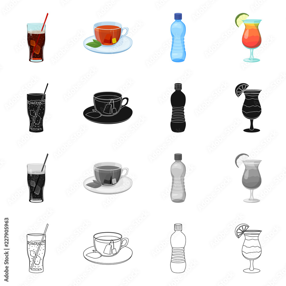 Isolated object of drink and bar icon. Set of drink and party vector icon for stock.
