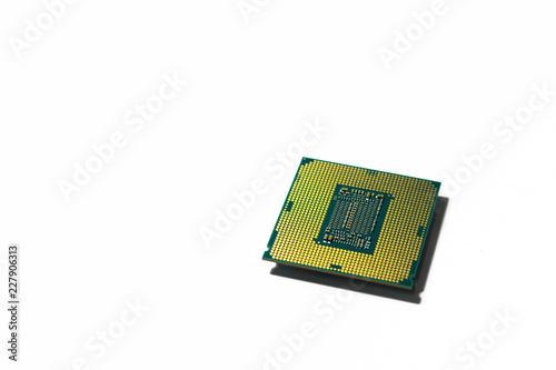 year 2018 Central processing unit (CPU) x64 hexa-core processor with hyper-threading, isolated on white background photo