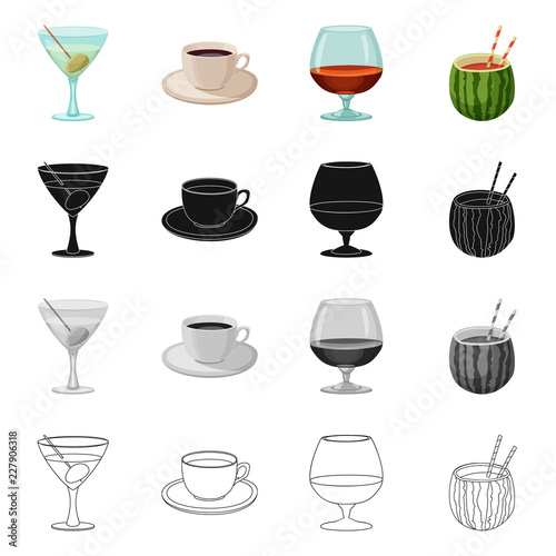 Isolated object of drink and bar sign. Collection of drink and party stock vector illustration.