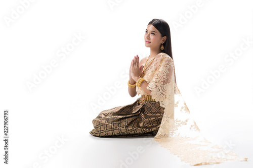 Bild auf Leinwand Cute girl in Thai national dress