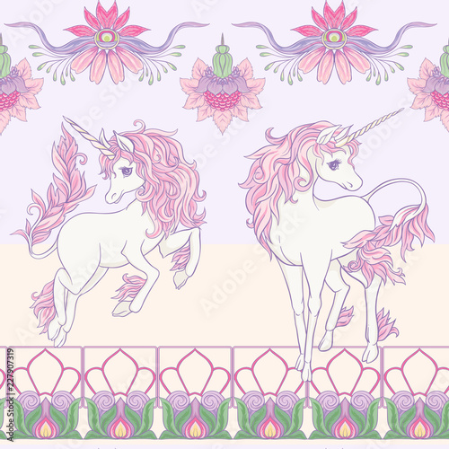Seamless pattern  background with unicorn