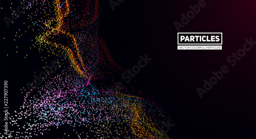 Abstract background from flow colorful particles. Equalizer for music, big data concept, futuristic infographic. Vector illustration