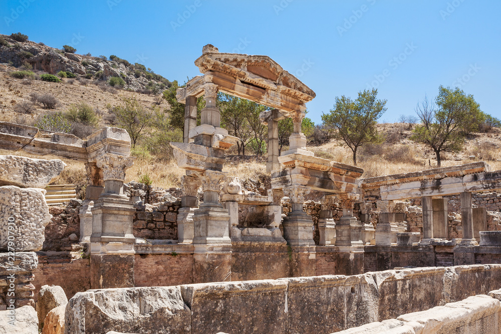 Fountain of Trajan in ancient Ephesus. Selcuk in Izmir Province, Turkey