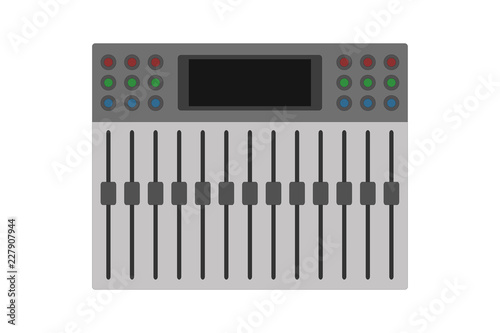Mesa de sonido sobre fondo blanco.