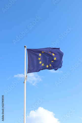 Flag of European Union against blue sky