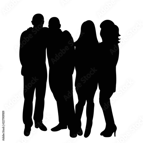 vector, isolated, silhouette people, friendship