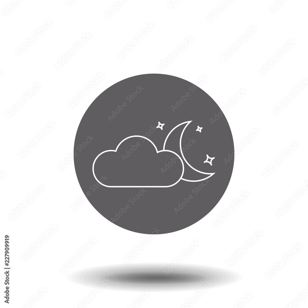 Crescent thin line icon. Outline web sign of cloud. Half Moon linear pictogram. Simple vector symbol. Crescent thin line icon. Outline web sign of cloud. Half Moon linear pictogram. Simple vector symbol.